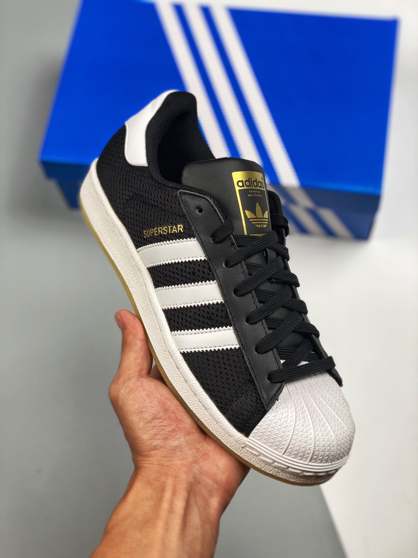 AD Superstar negro y blanco, zapato deportivo con puntera de concha, clásico y versátil, nuevo color con nueva plantill…