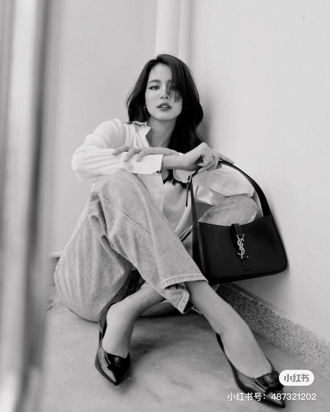 Saint laurent Ysl LE 5 À 7 平纹腋下包 657228黑色