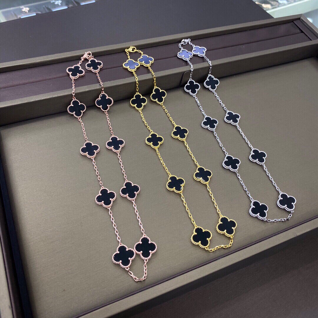 👑VCA四叶草十花项链‼️ 
黑玛瑙

白金｜玫瑰金｜黄金  三色可选