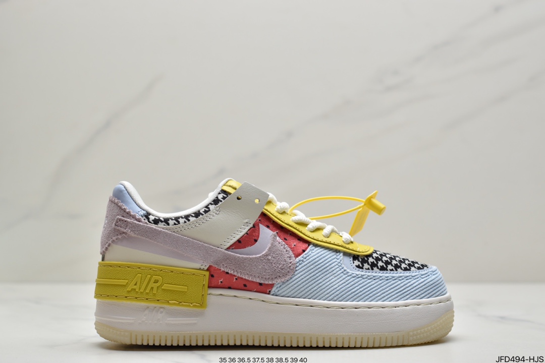 170 耐克Nike Air Force 1 Shadow 轻量增高低帮百搭板鞋”拼接马卡龙” CU3012-111