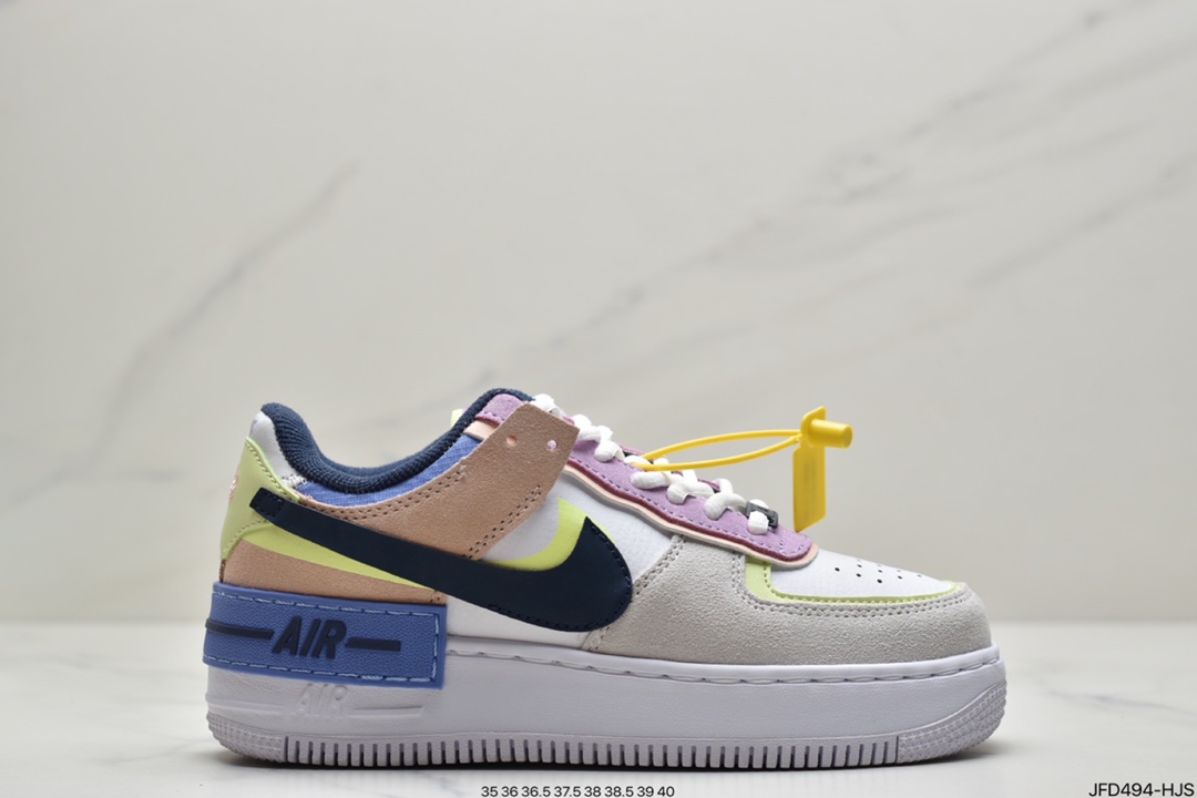170 耐克Nike Air Force 1 Shadow 轻量增高低帮百搭板鞋”拼接马卡龙” CU3012-111