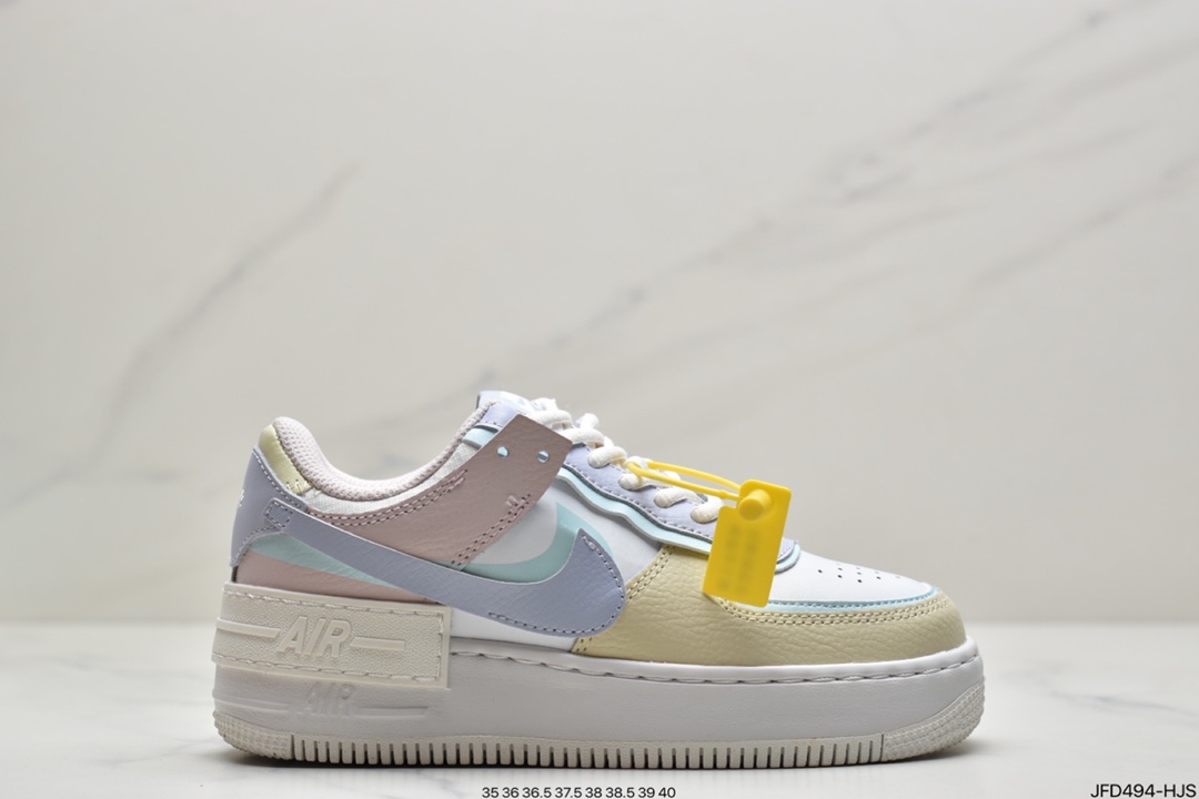 170 耐克Nike Air Force 1 Shadow 轻量增高低帮百搭板鞋”拼接马卡龙” CU3012-111
