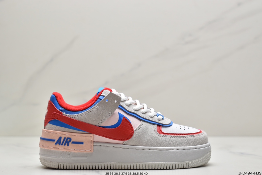 170 耐克Nike Air Force 1 Shadow 轻量增高低帮百搭板鞋”拼接马卡龙” CU3012-111