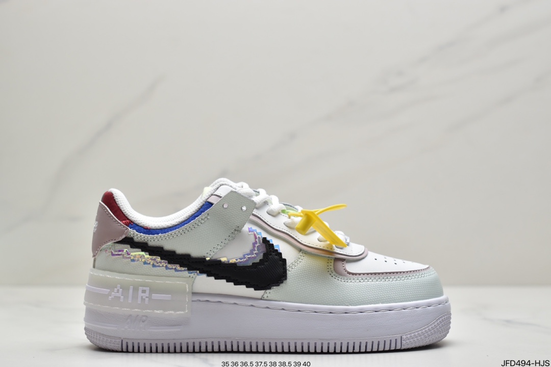 170 耐克Nike Air Force 1 Shadow 轻量增高低帮百搭板鞋”拼接马卡龙” CU3012-111
