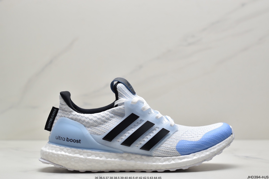 190 权利的游戏联名 Game of Thrones x Adidas Ultra Boost W”House Lannister” 4.0 爆米花百搭高弹透气飞织慢跑鞋 “冰河蓝白黑”  EE3708