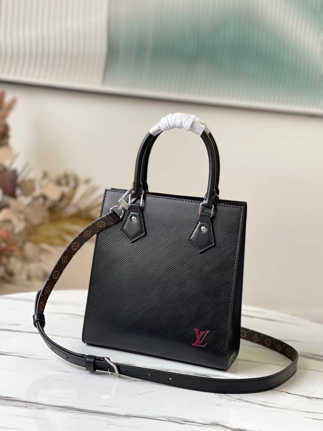 Louis Vuitton LV Sac Plat Bags Handbags Black Epi M58660