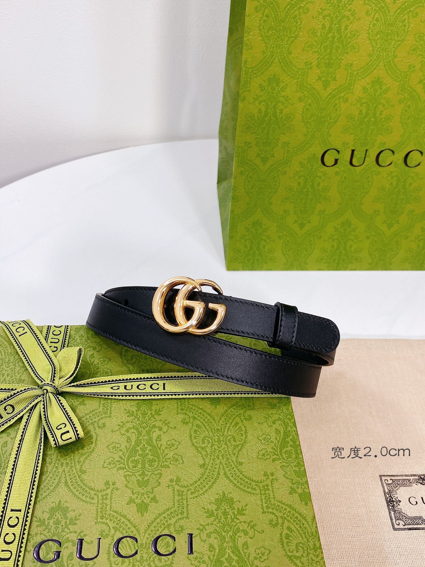 Gucci 顶级原单腰带,定制进口原版皮,真空电镀扣头,修身百搭腰带,女神必备款,宽度2.0cm 原版原单