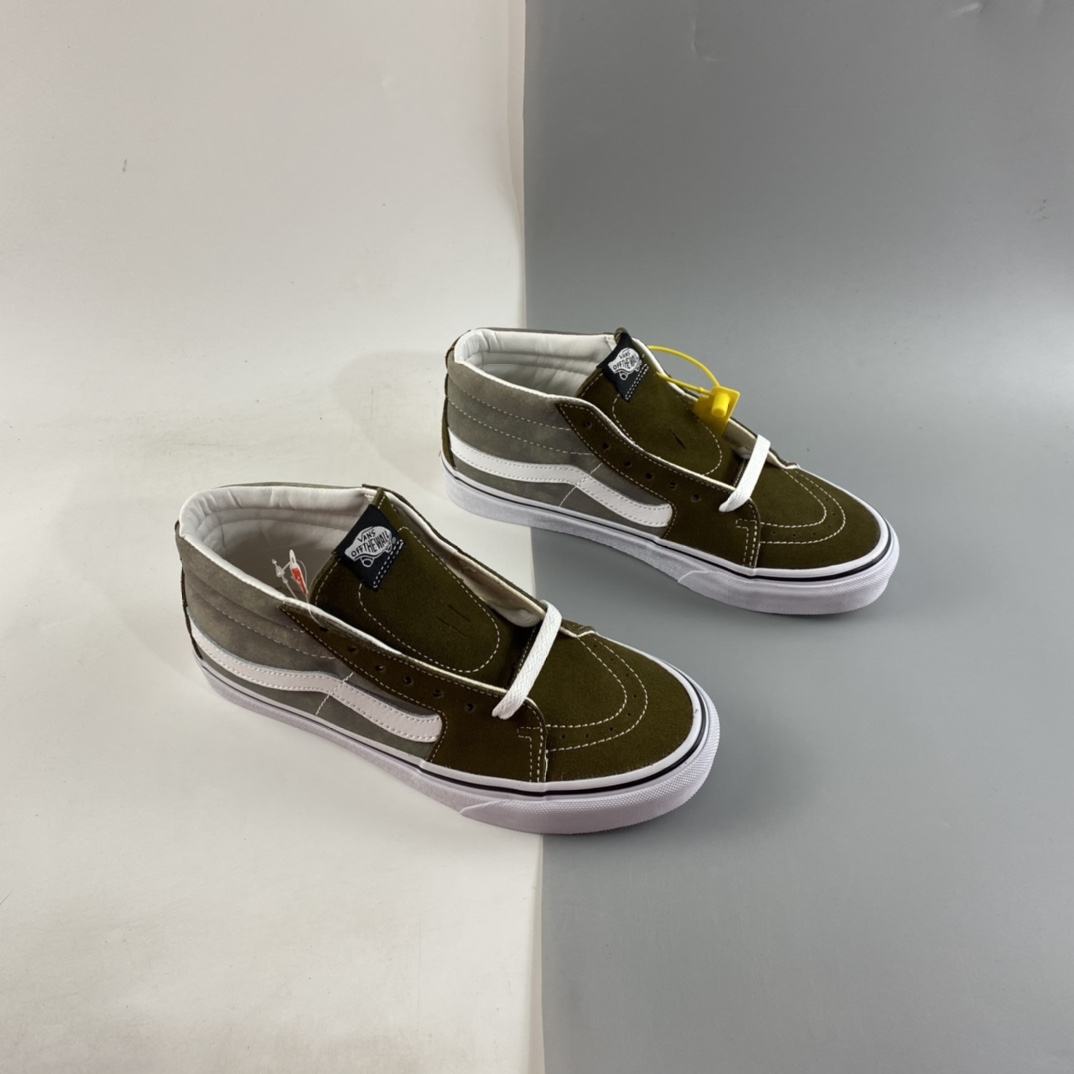 P160  Vans Sk8-Mid 范斯官方绿色皮面拼接中帮板鞋运动鞋 VN0A3WM324T