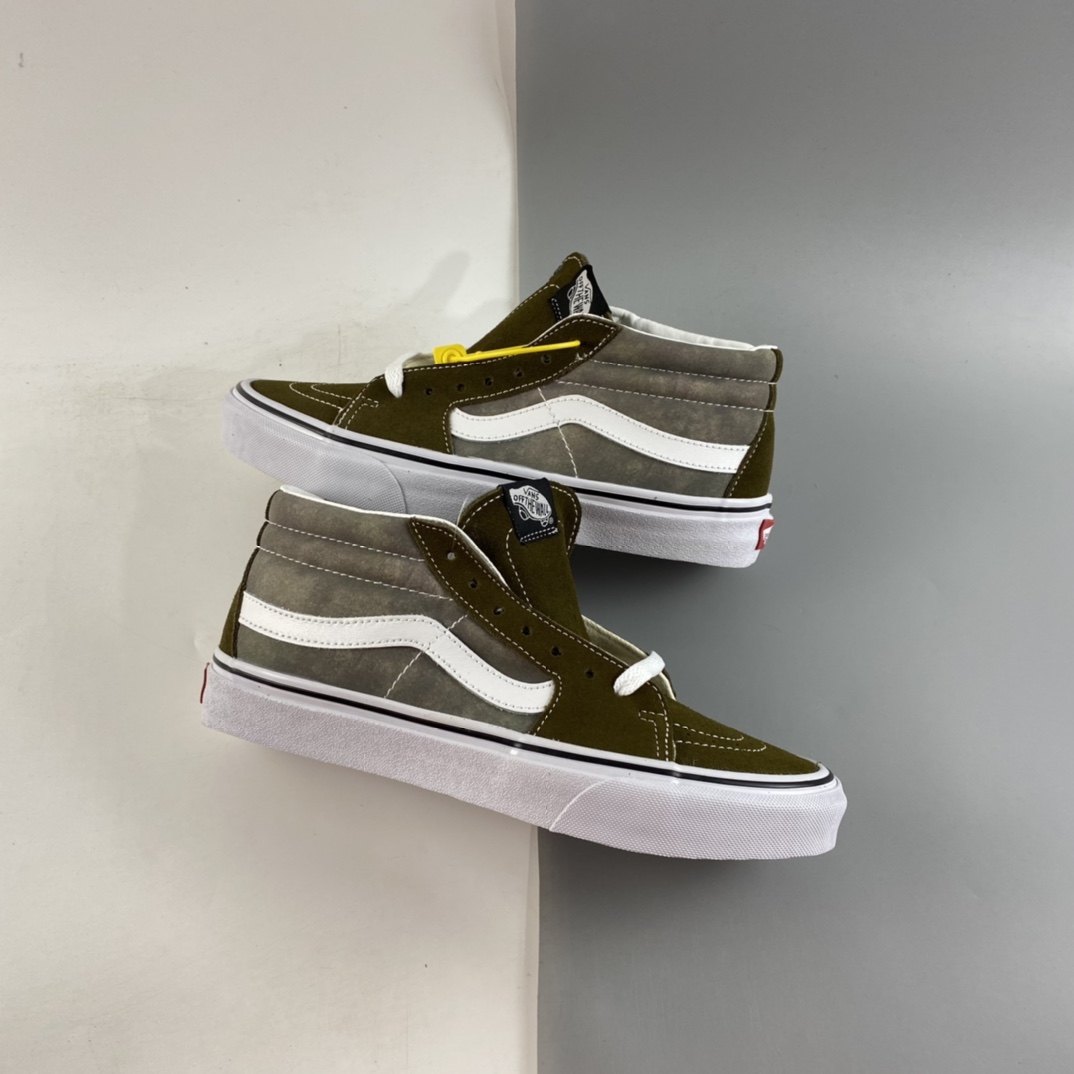 P160  Vans Sk8-Mid 范斯官方绿色皮面拼接中帮板鞋运动鞋 VN0A3WM324T