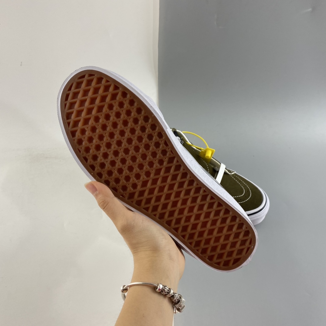 P160  Vans Sk8-Mid 范斯官方绿色皮面拼接中帮板鞋运动鞋 VN0A3WM324T