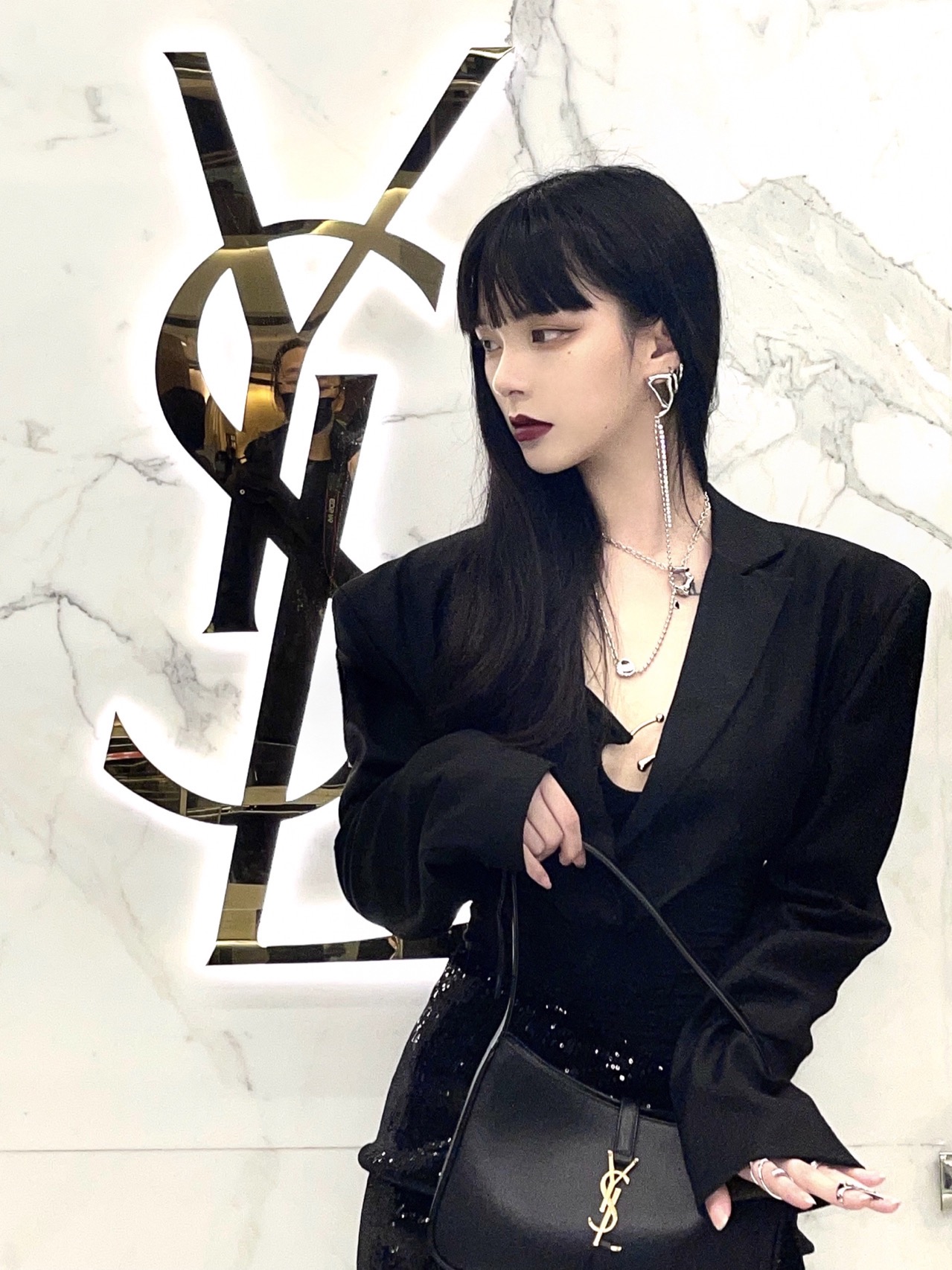 Saint laurent Ysl LE 5 À 7 平纹腋下包 657228黑色