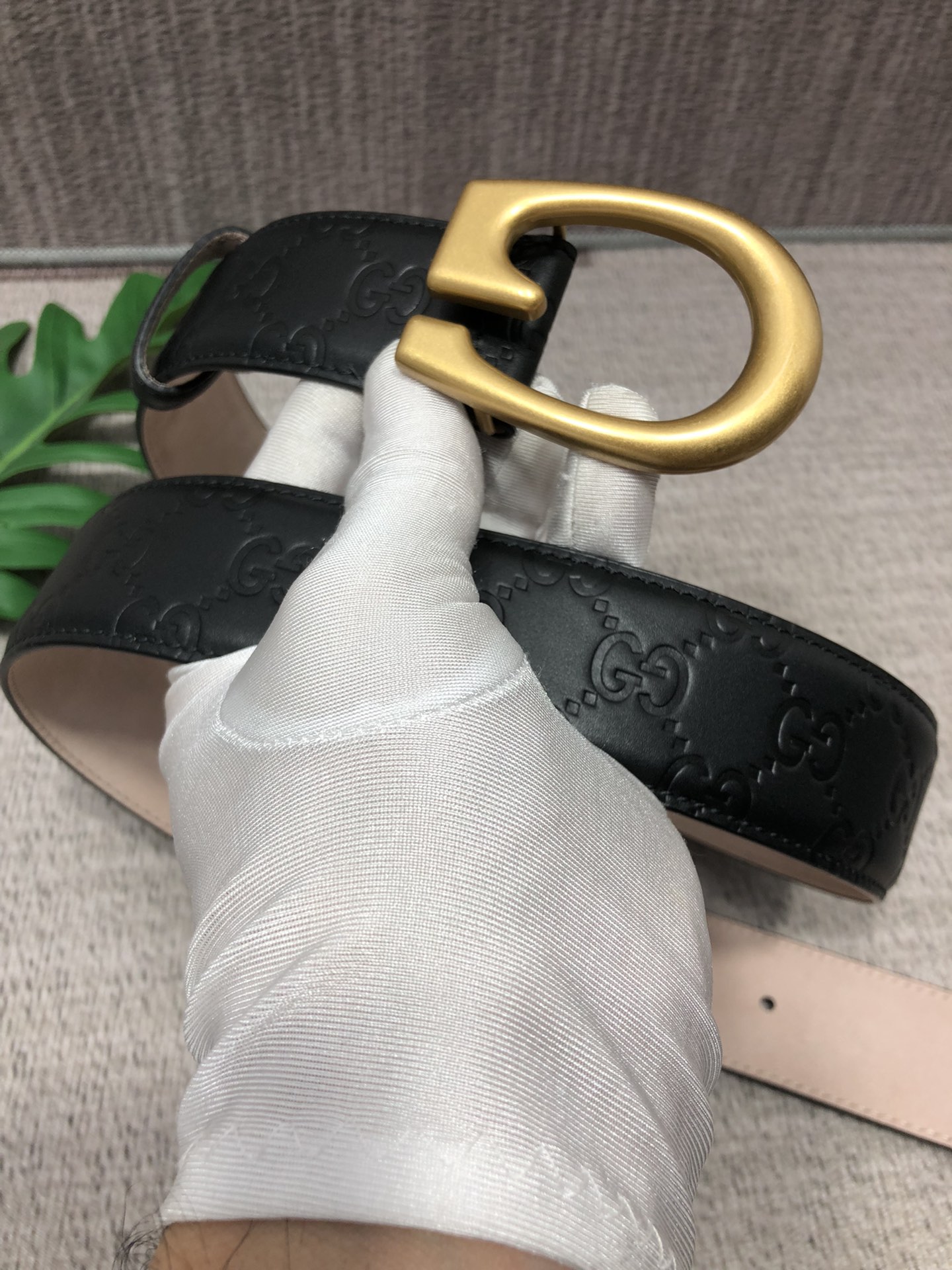 配全套包装礼盒古驰原单头层牛皮压G面