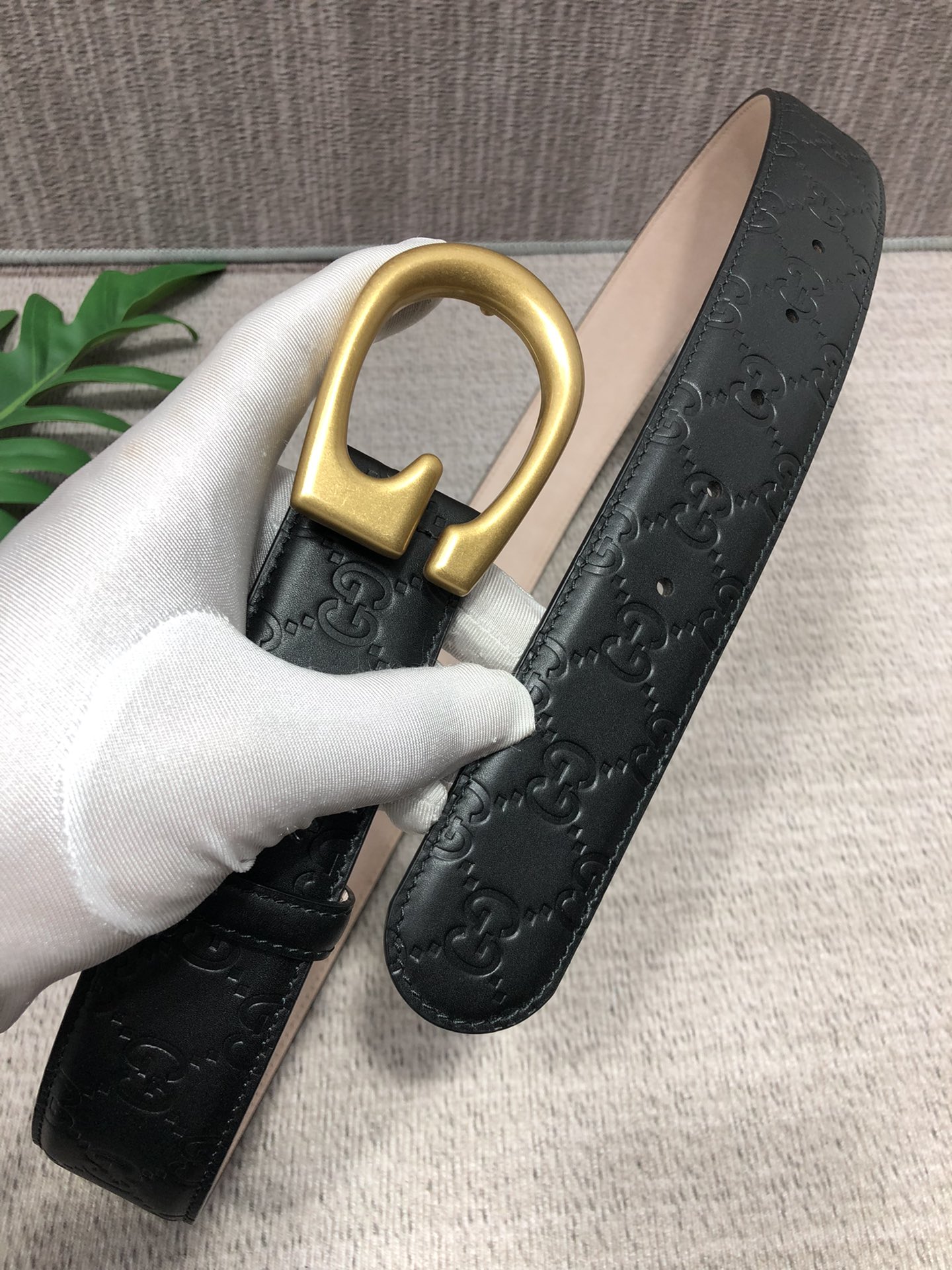 配全套包装礼盒古驰原单头层牛皮压G面