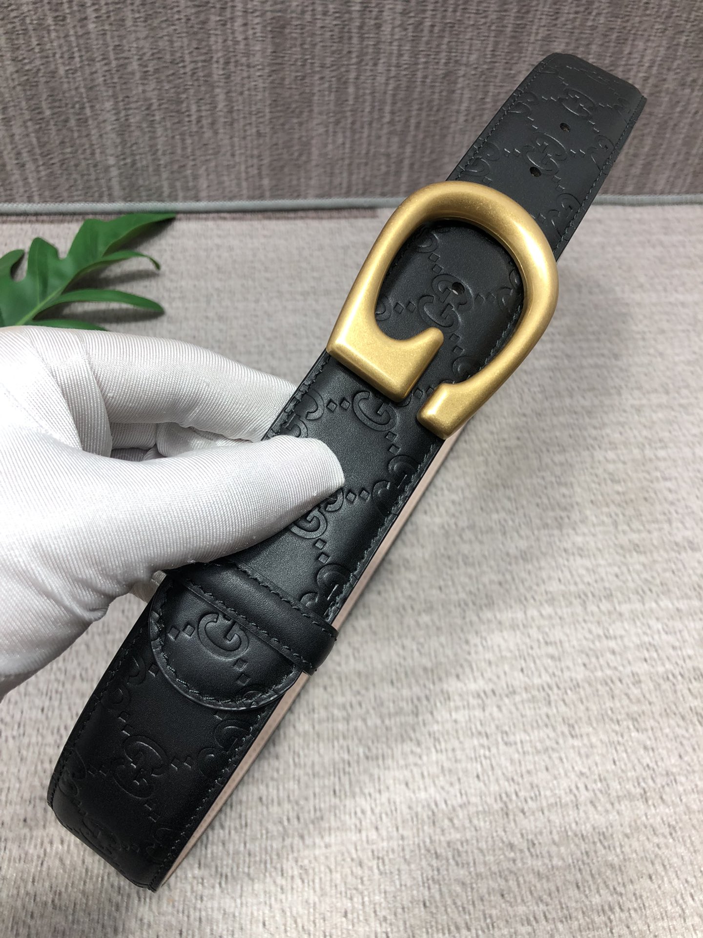 配全套包装礼盒古驰原单头层牛皮压G面