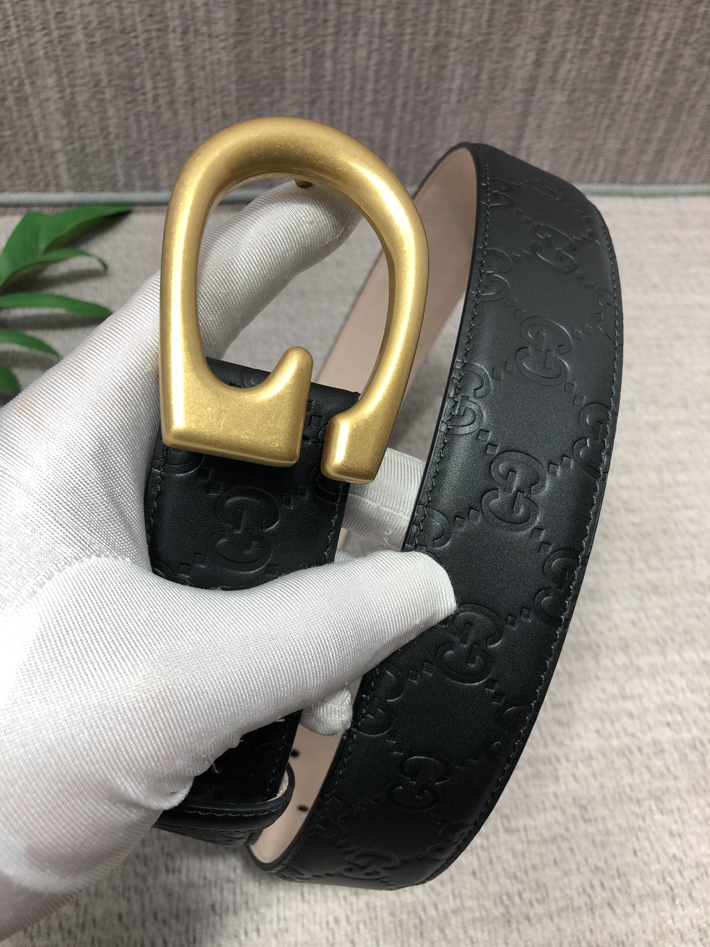 配全套包装礼盒古驰原单头层牛皮压G面