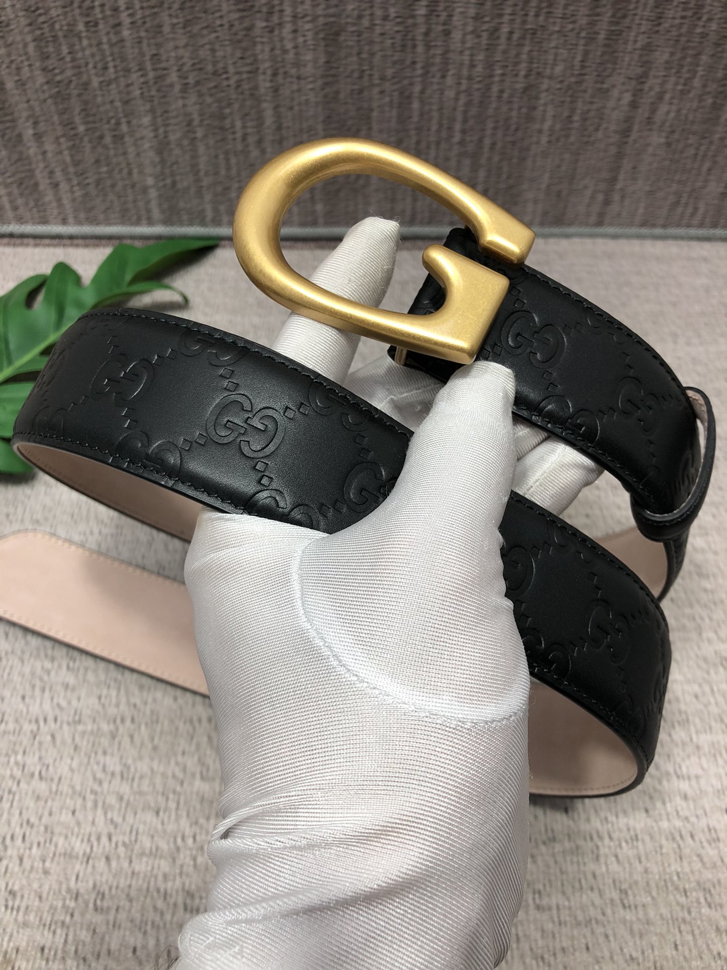 配全套包装礼盒古驰原单头层牛皮压G面