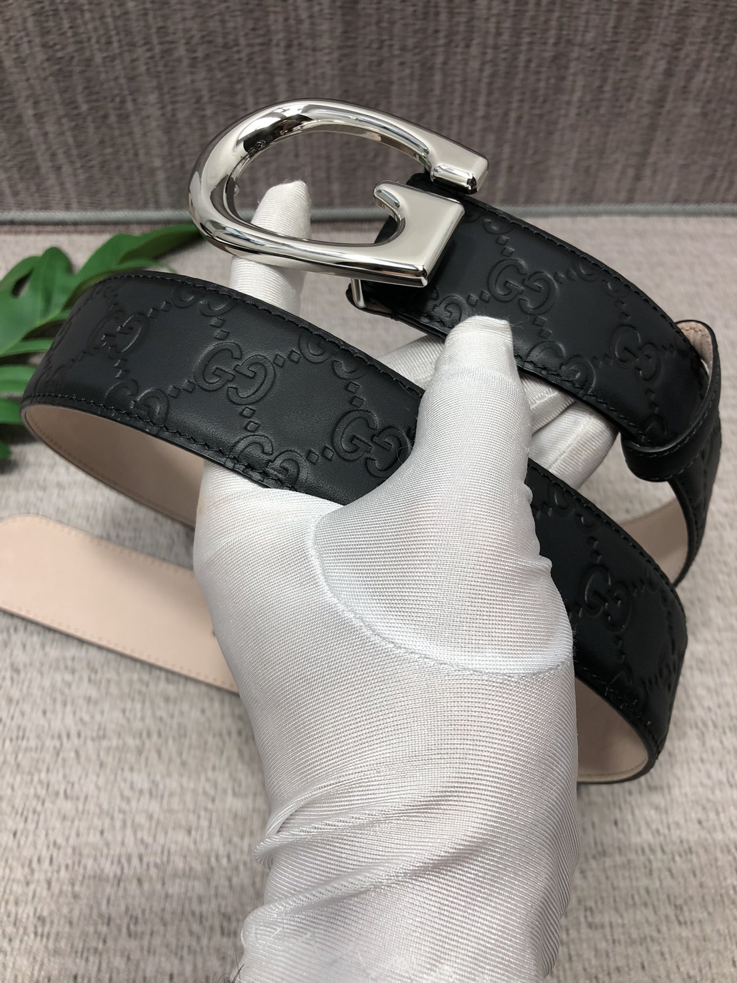 配全套包装礼盒古驰原单头层牛皮压G面