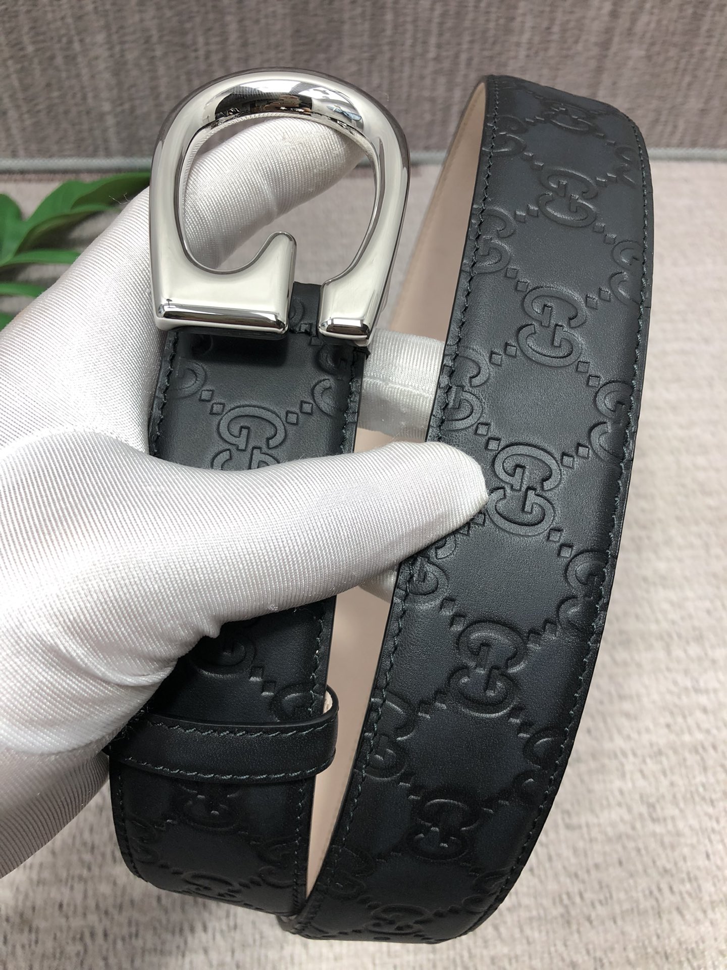 配全套包装礼盒古驰原单头层牛皮压G面