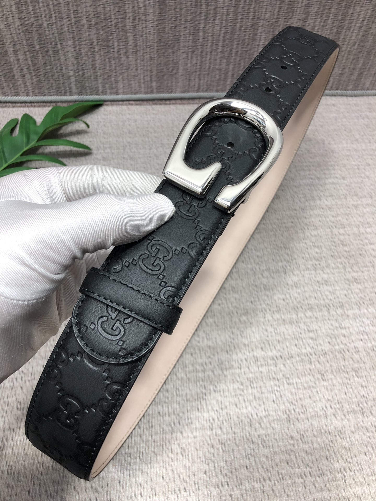配全套包装礼盒古驰原单头层牛皮压G面