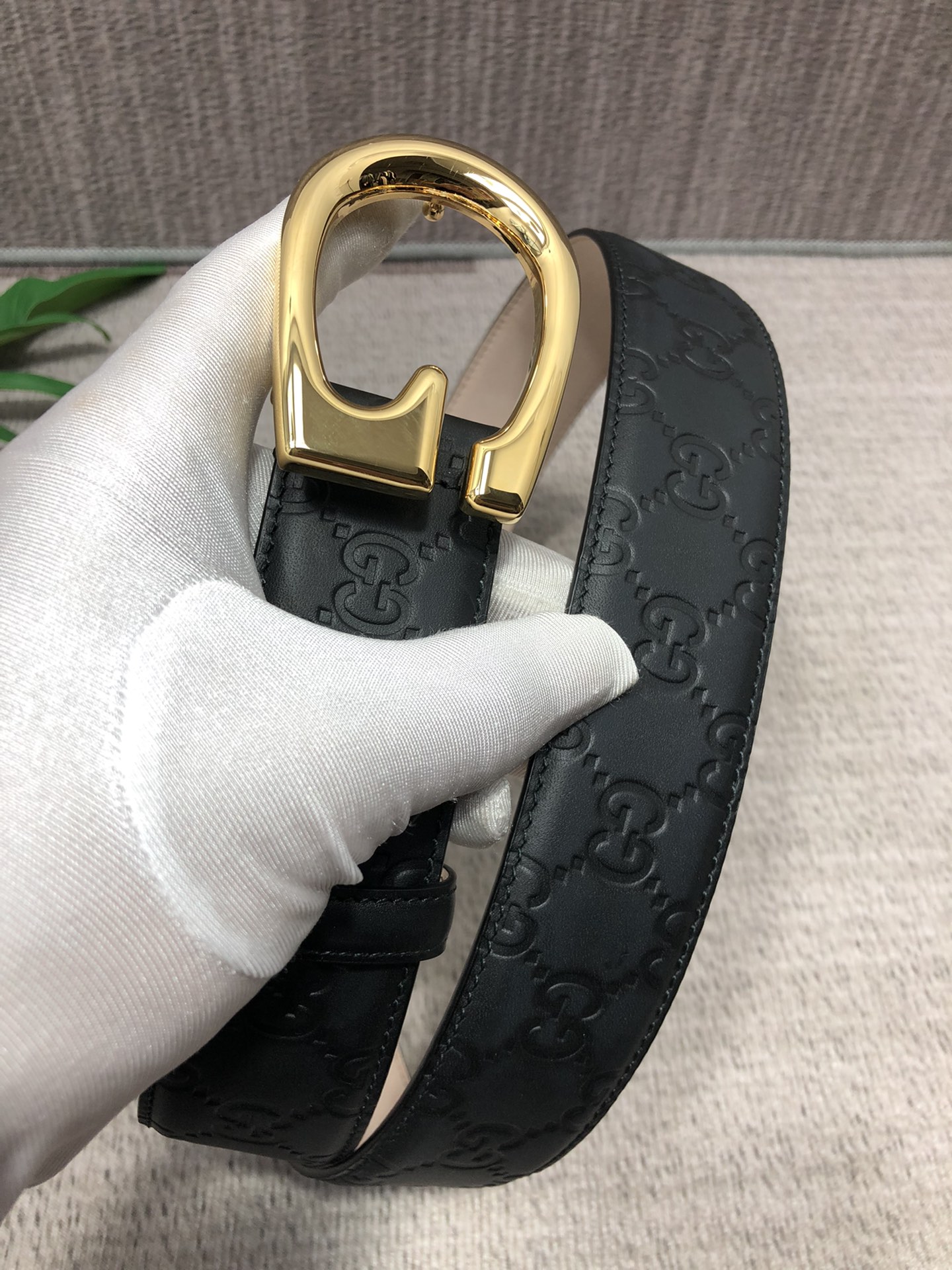 配全套包装礼盒古驰原单头层牛皮压G面