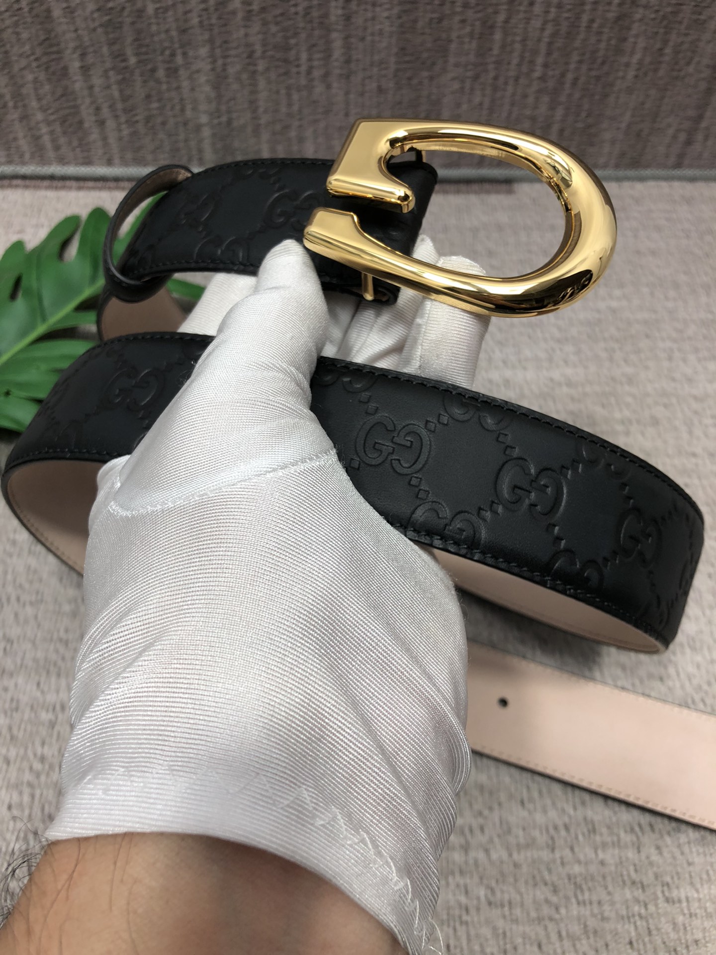 配全套包装礼盒古驰原单头层牛皮压G面