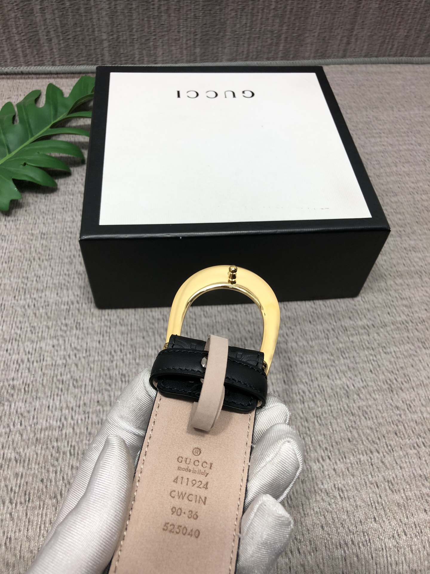 配全套包装礼盒古驰原单头层牛皮压G面