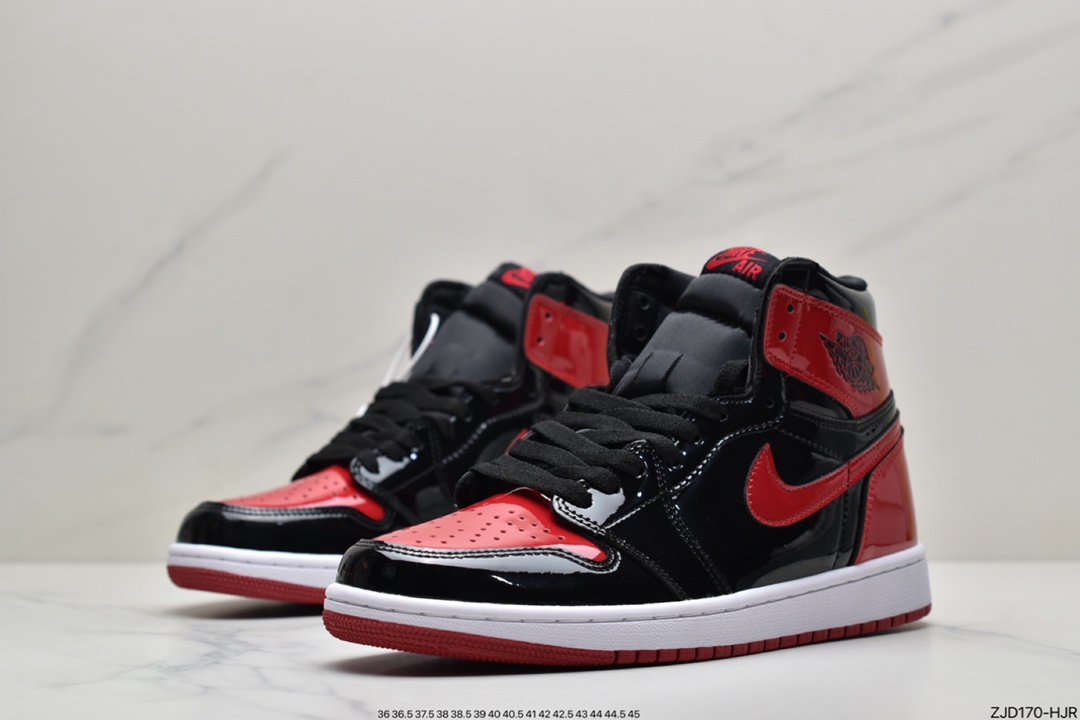 240  Air Jordan 1 High OG ”Bred Patent”黑红金人吊牌  555088-063