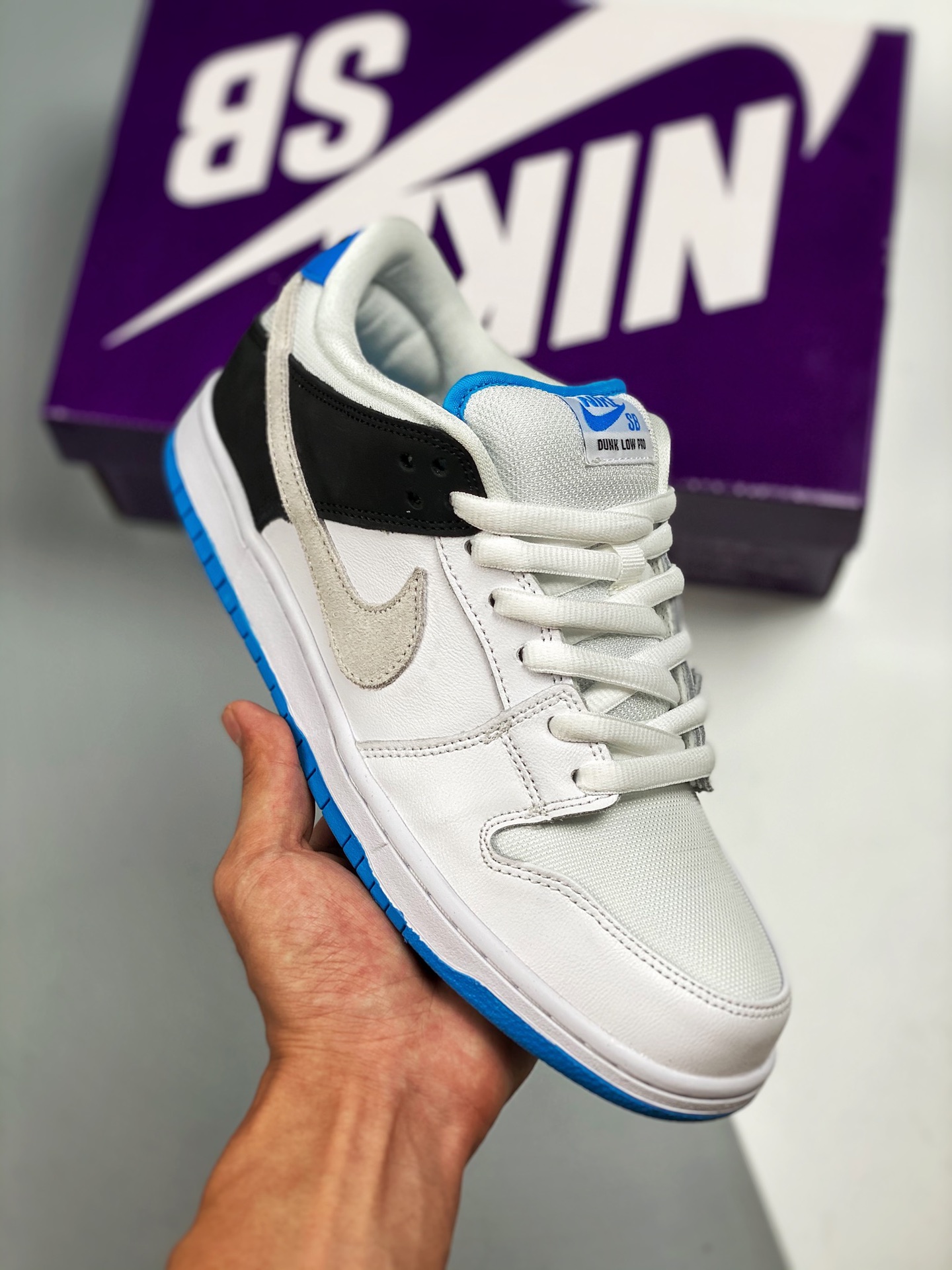 Apoya tienda 2 NK Dunk LOW Blanco, negro y azul, material de capa superior original, molde exclusivo procesado por dest…