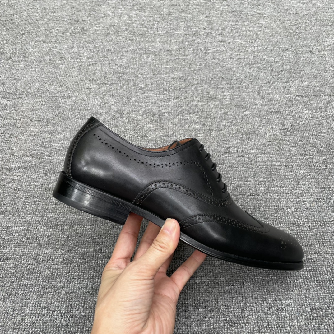 Salvatore Ferragamo Men's Black Leather Wingtip Brogue Oxford Dress Shoes 6 i1626635457 1906 4