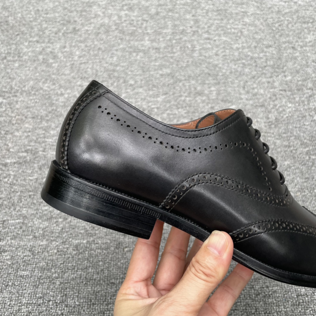 Salvatore Ferragamo Men's Black Leather Wingtip Brogue Oxford Dress Shoes 7 i1626635457 5700 5
