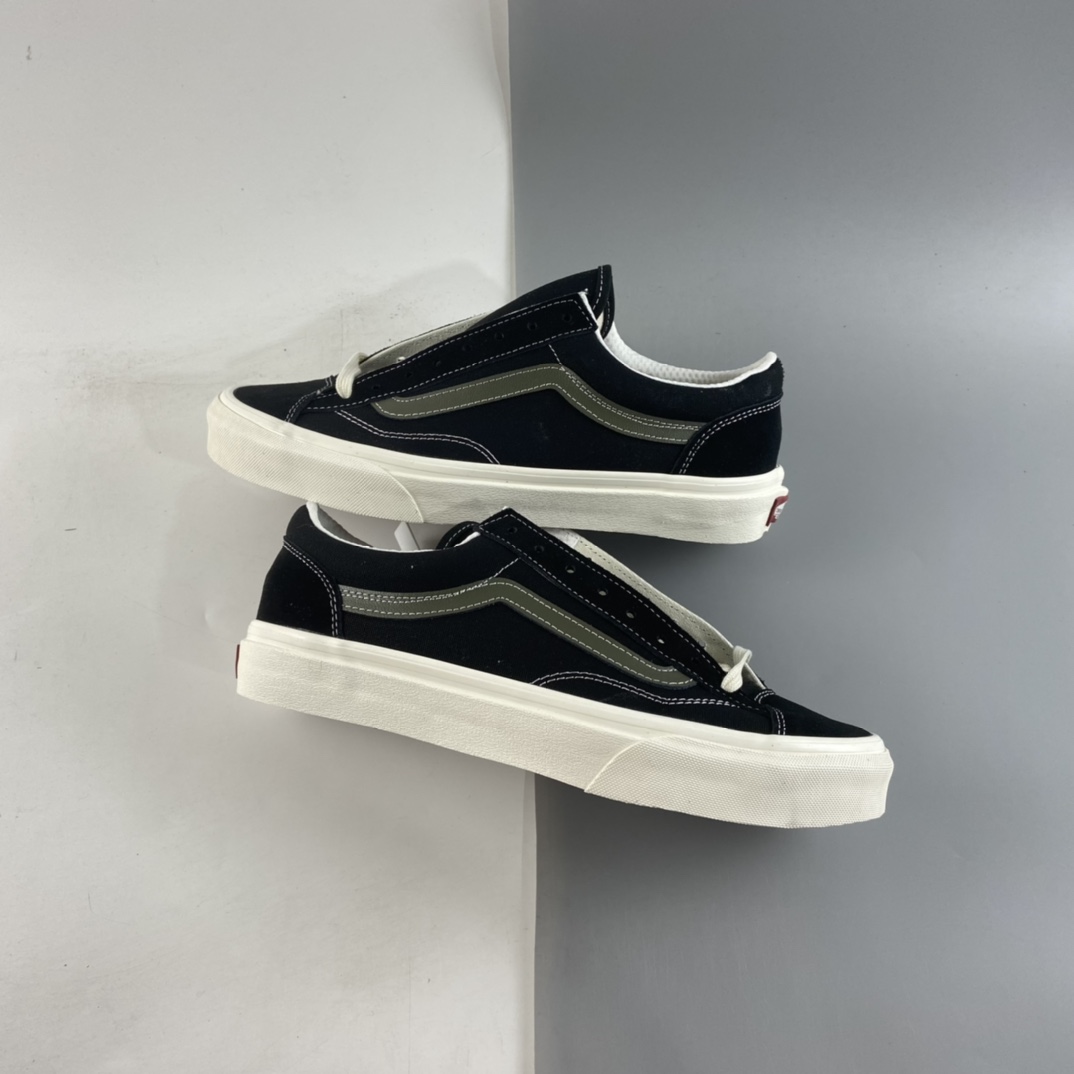 P150  VANS STYLE 36 黑色低帮板鞋帆布鞋 小头黑绿 VN0A3DZ3VTA