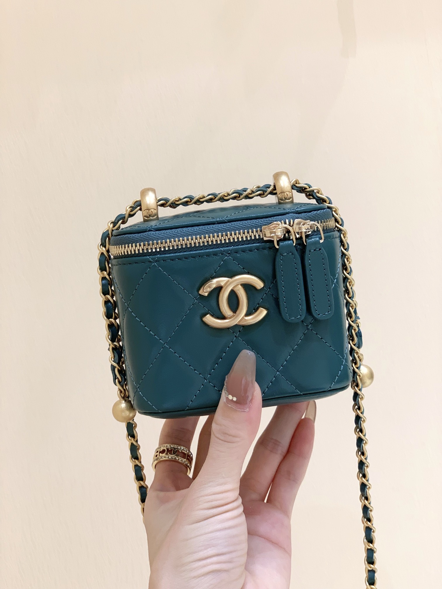 Chanel 高级手工坊双金珠系列盒子斜挎包 AP2292绿色
