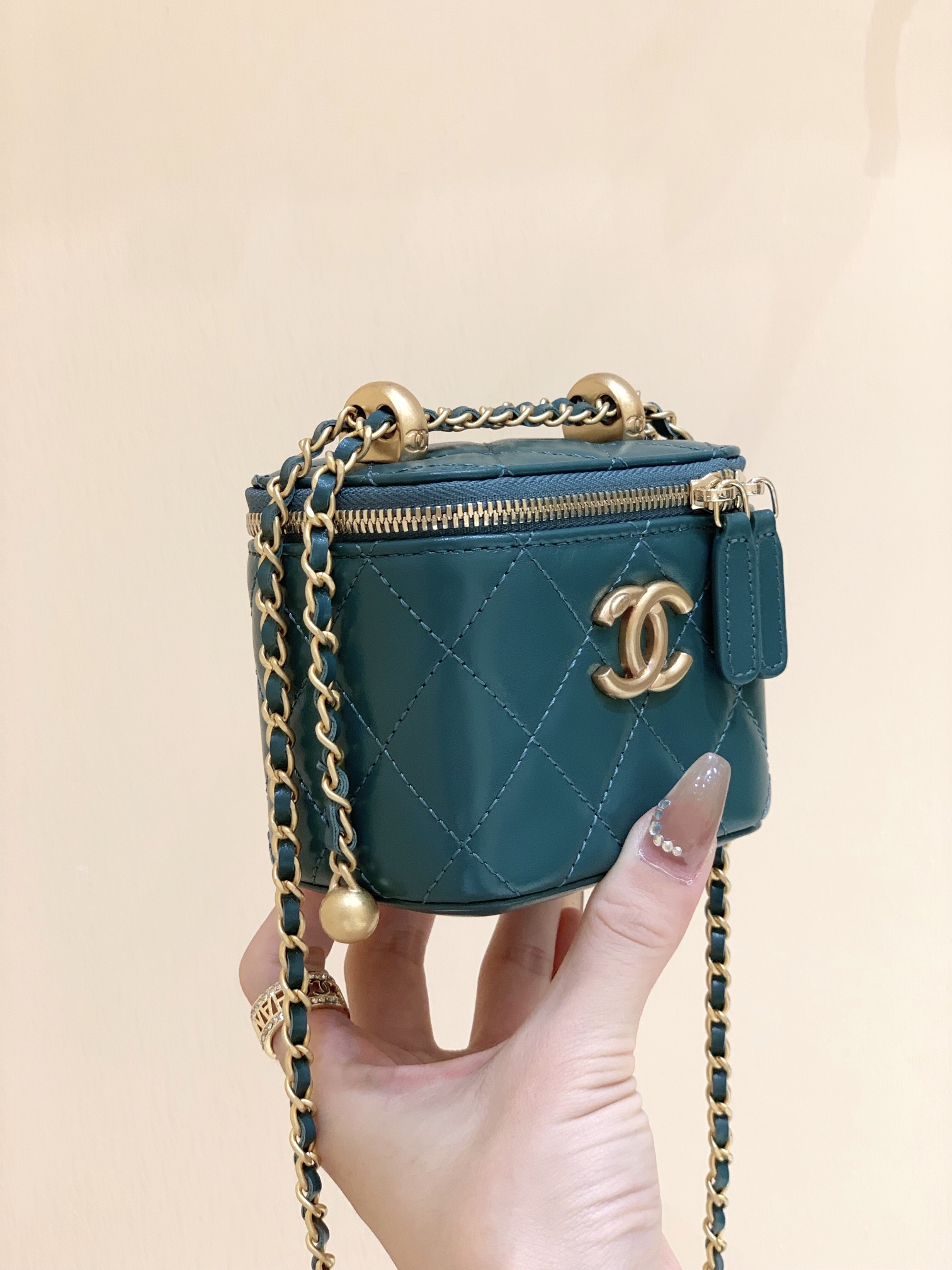 Chanel 高级手工坊双金珠系列盒子斜挎包 AP2292绿色