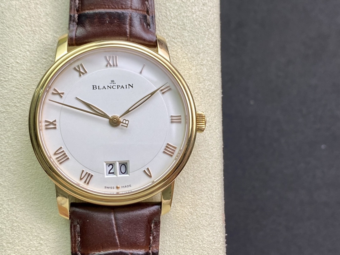 Blancpain Orologio da Polso Blu Pelle bovina Automatic Mechanical Movement Cinturino in pelle