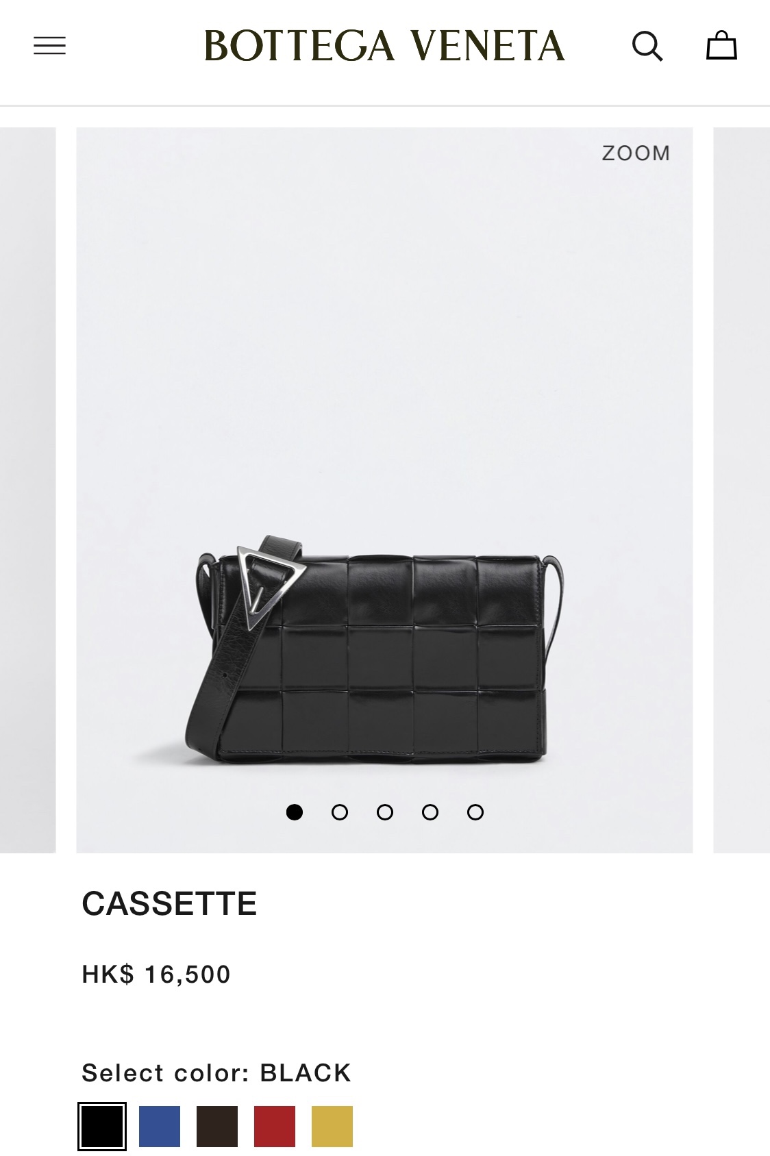 Bottega Veneta葆蝶家 Cassette油蜡皮编织五格长方包 667298黑色