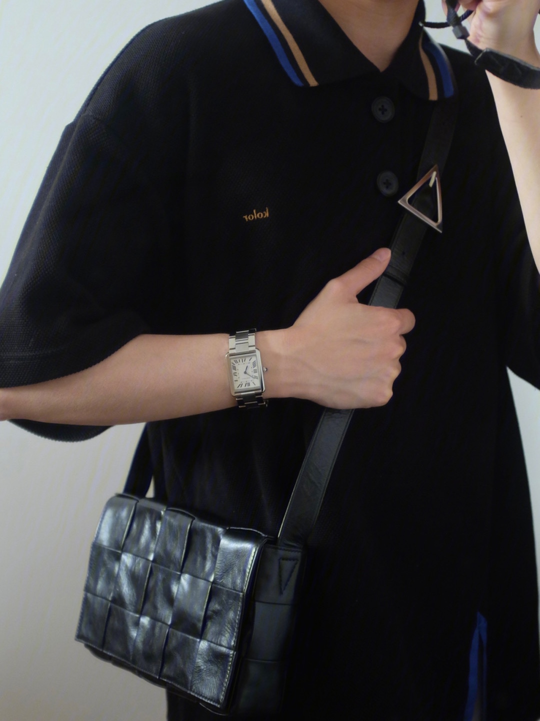 Bottega Veneta葆蝶家 Cassette油蜡皮编织五格长方包 667298黑色