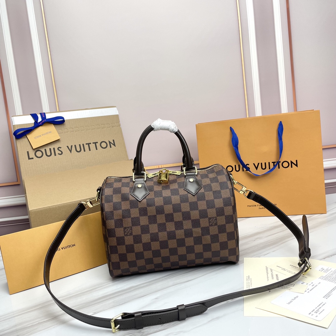 Replica How Can You
 Louis Vuitton LV Speedy Bags Handbags Gold Yellow Damier Ebene Canvas Fabric