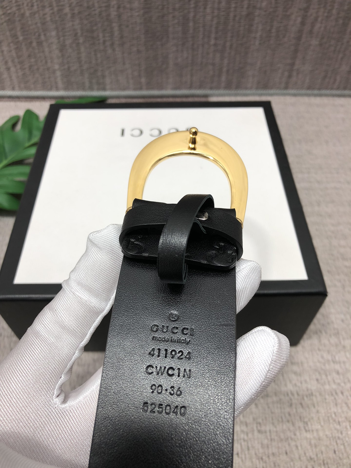 配全套包装礼盒古驰原单头层牛皮压G面