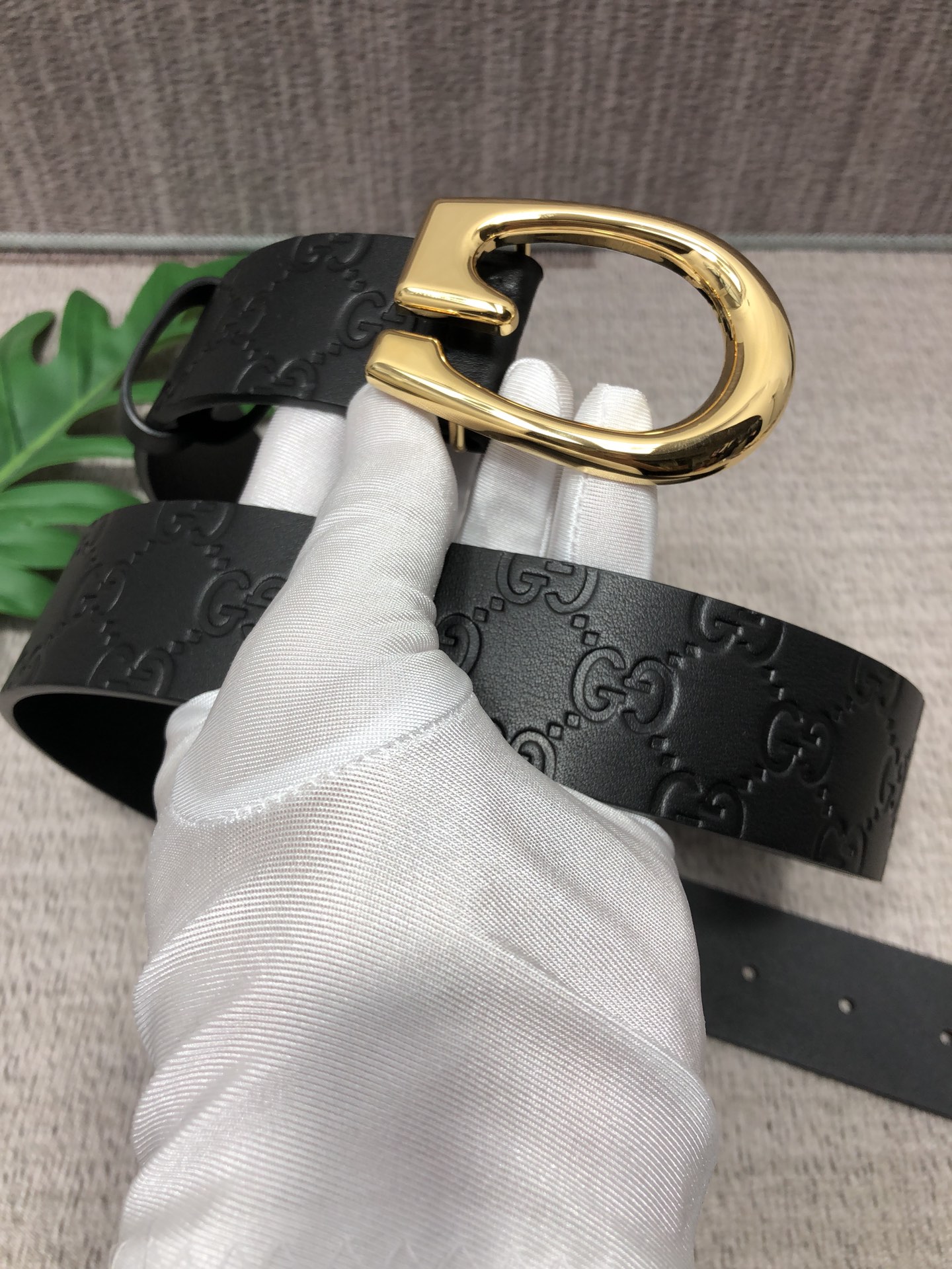 配全套包装礼盒古驰原单头层牛皮压G面