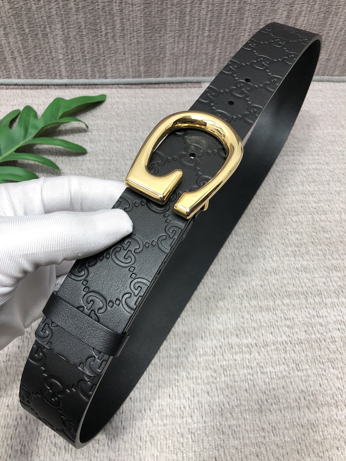 配全套包装礼盒古驰原单头层牛皮压G面