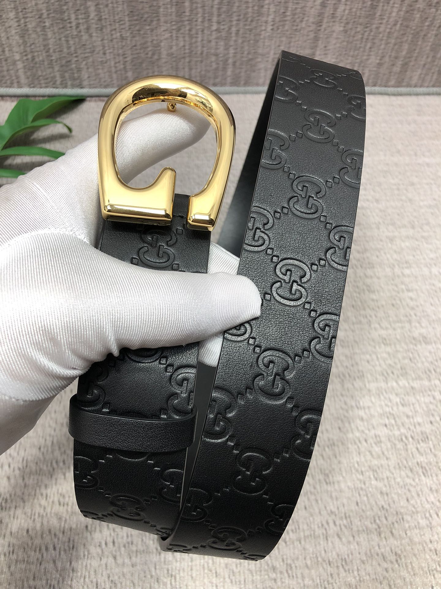 配全套包装礼盒古驰原单头层牛皮压G面