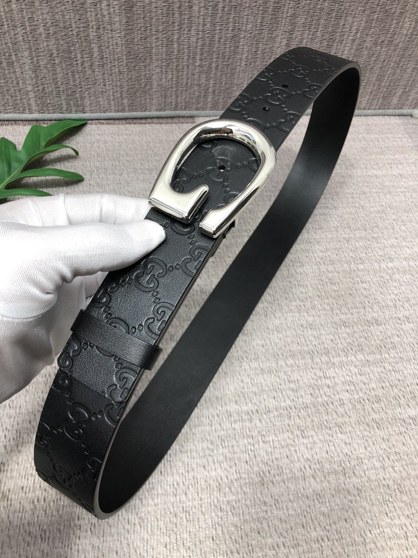 配全套包装礼盒古驰原单头层牛皮压G面