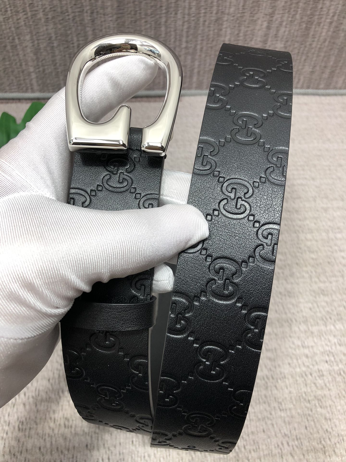 配全套包装礼盒古驰原单头层牛皮压G面