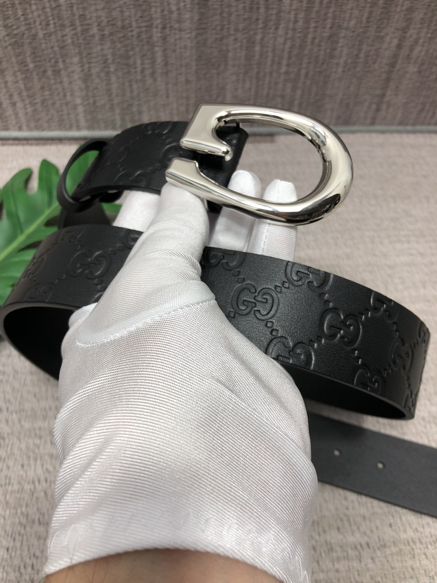 配全套包装礼盒古驰原单头层牛皮压G面