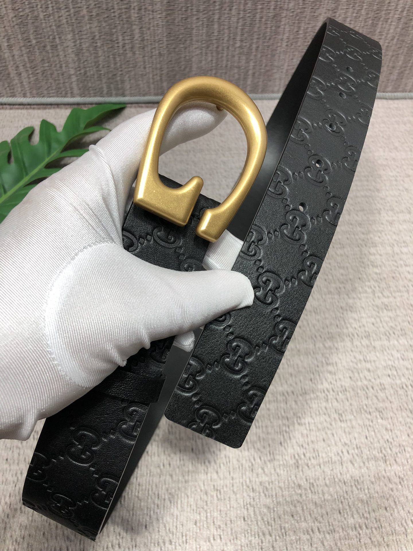 配全套包装礼盒古驰原单头层牛皮压G面