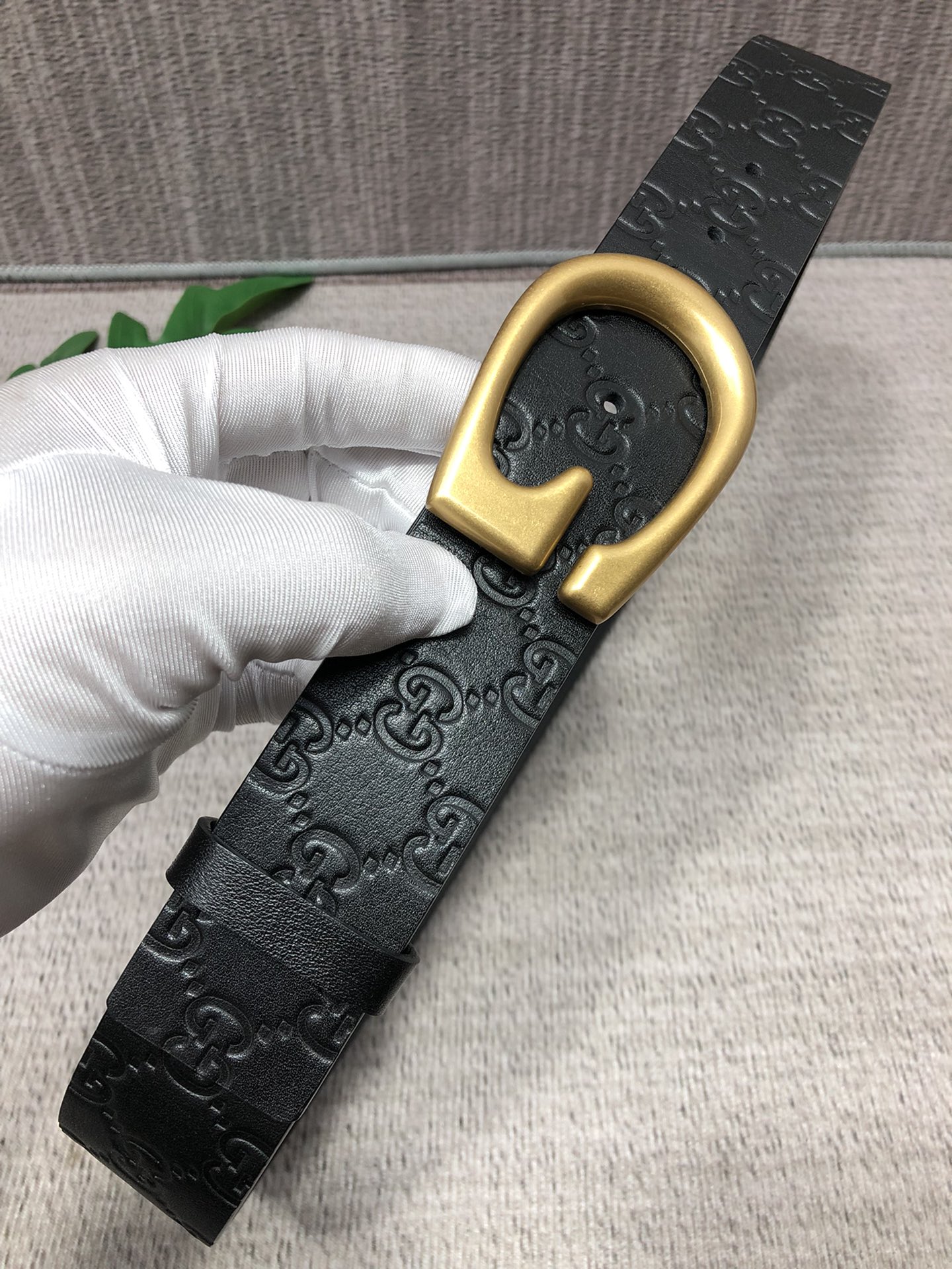配全套包装礼盒古驰原单头层牛皮压G面