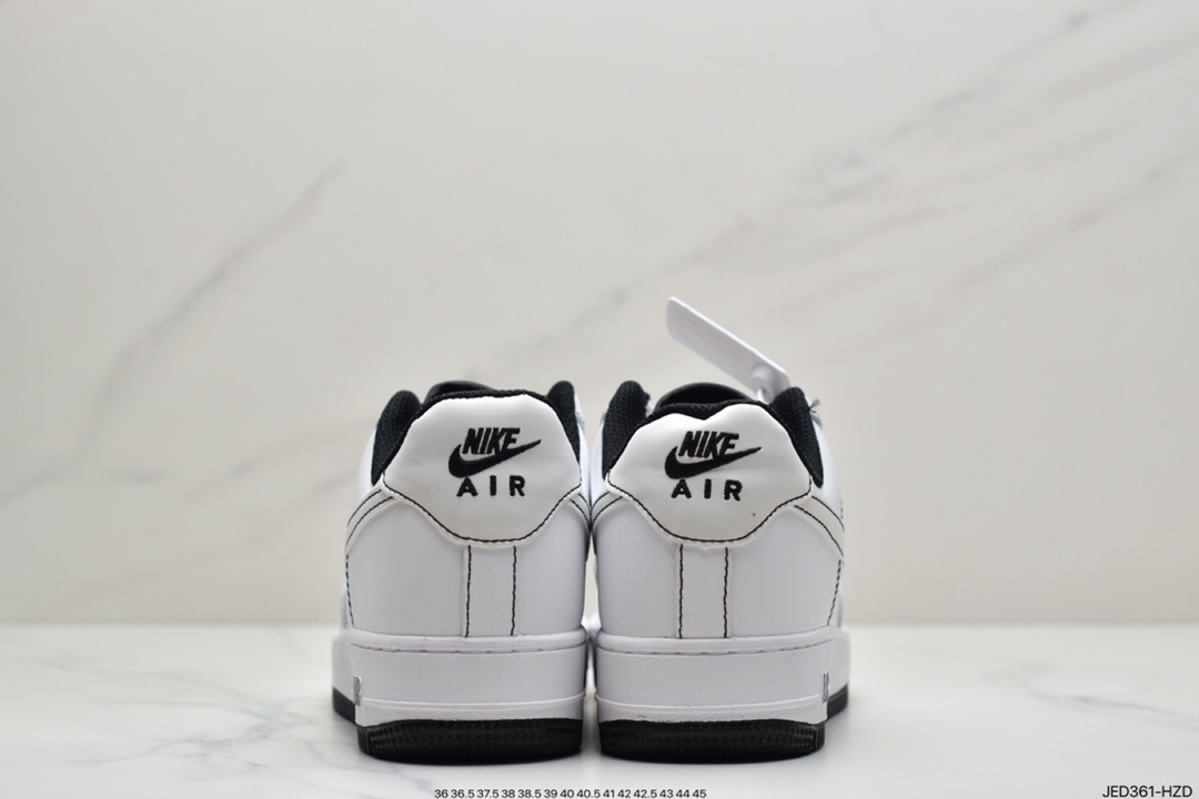 150 Nike Air Force 1’07”White/Black 3M”空军一号经典低帮百搭休闲运动板鞋“皮革白黑缝线3M天使反光”CN2896-104