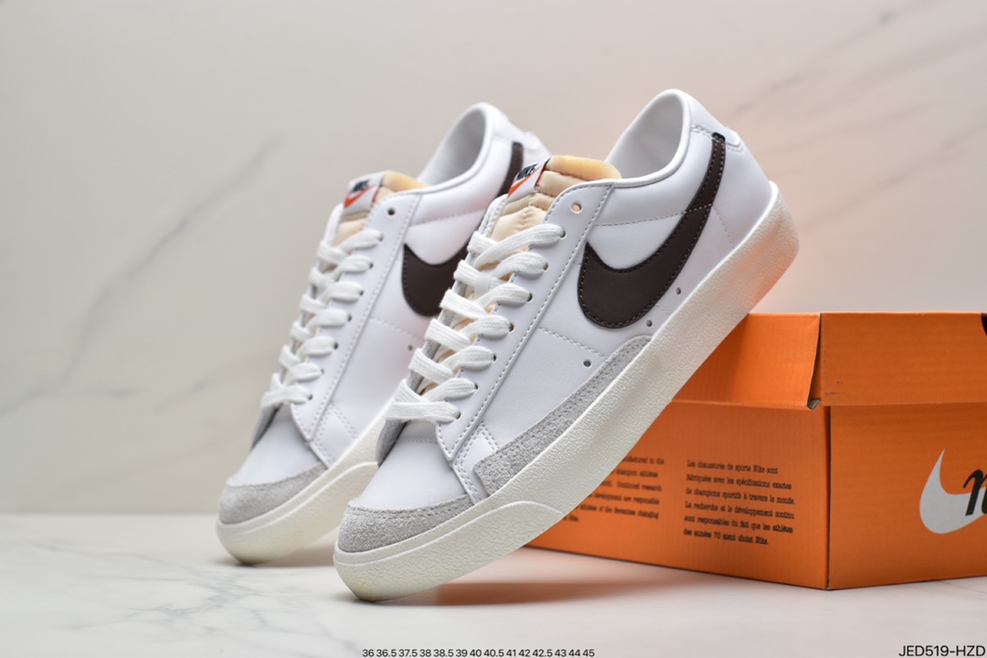 150 耐克Nike Blazer Low ’1977 Vintage”White/Grass Green/Grey”经典开拓者低帮百搭休闲运动板鞋“皮革白草绿浅灰”DA6364-100