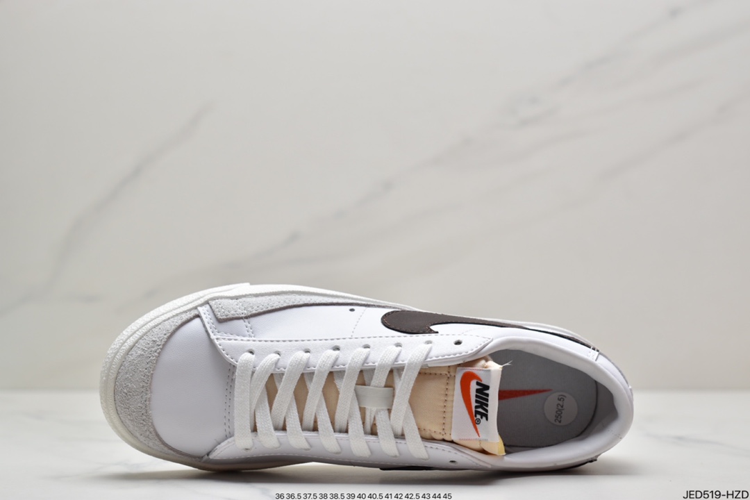 150 耐克Nike Blazer Low ’1977 Vintage”White/Grass Green/Grey”经典开拓者低帮百搭休闲运动板鞋“皮革白草绿浅灰”DA6364-100