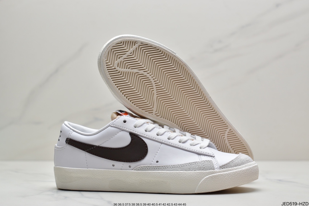 150 耐克Nike Blazer Low ’1977 Vintage”White/Grass Green/Grey”经典开拓者低帮百搭休闲运动板鞋“皮革白草绿浅灰”DA6364-100